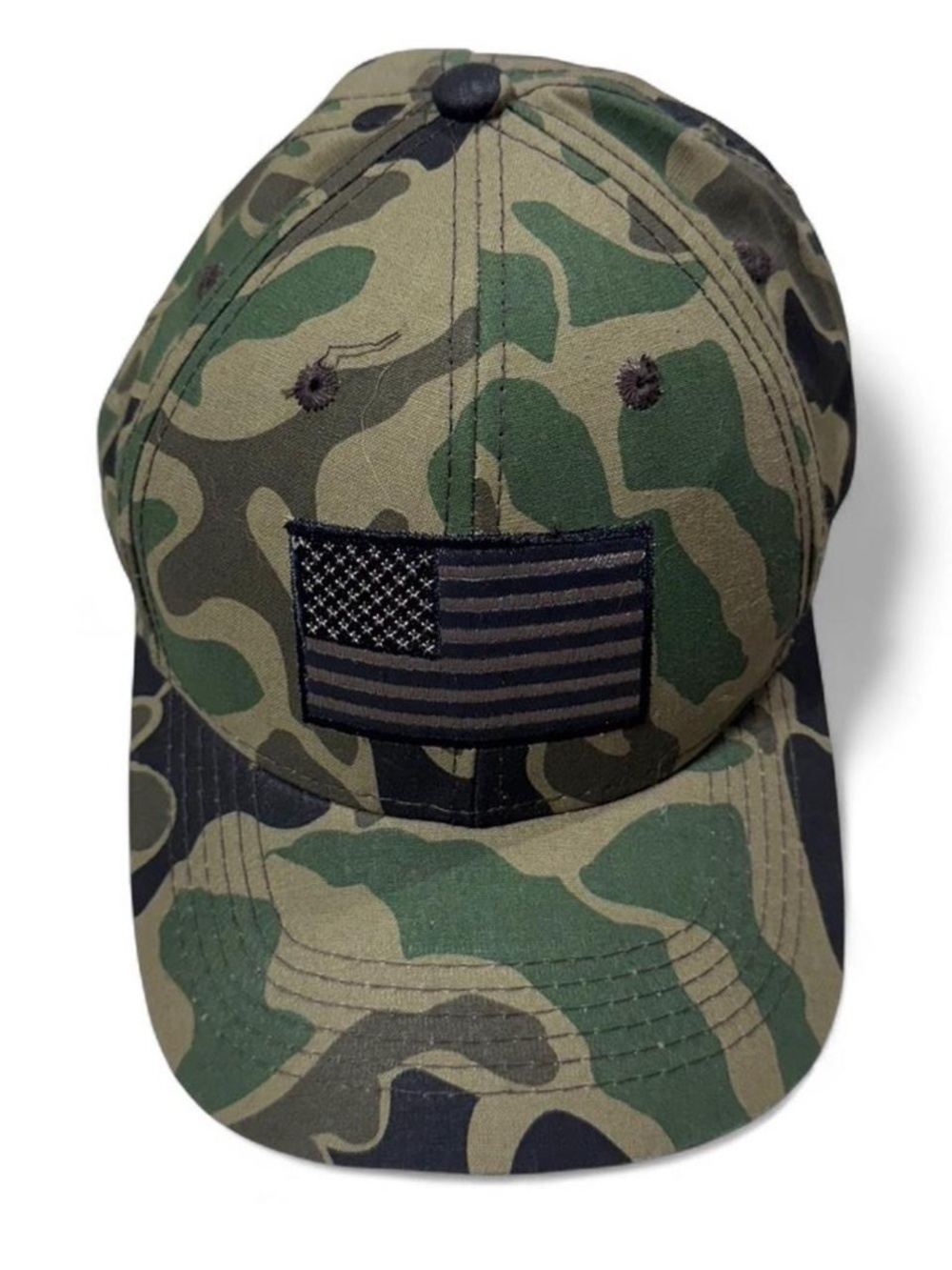 OUTDOOR CAP Men's Strapback Camo Hat OSFM Embroidered American Flag Patriotic